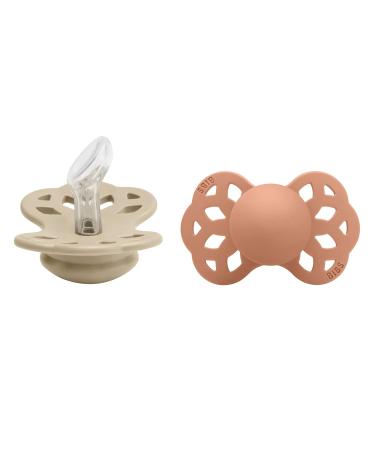 BIBS Infinity Silicone Pacifier 2-Pack - BPA-Free Suction Set, Made in Denmark - Size 1 (0-6 Months) Vanilla/Peach - Buy Online on GoSupps.com