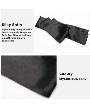 Silk Satin Blindfold Eye Cover - 4 Pieces Sleep Mask & 150cm Tie | Perfect Valentine Gift (Black & Black Red) - International Shipping - Buy Online on GoSupps.com