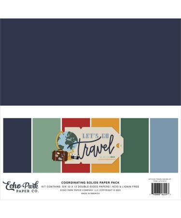 Echo Park Let's Go Travel 12x12 Collection Kit + Solid Paper Pack Bundle - Buy Online on GoSupps.com
