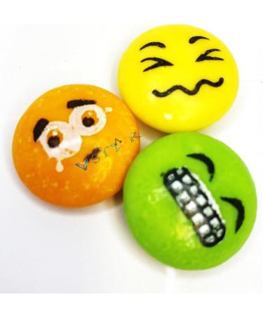 Fruit Flavor Sour Faces Bubblegum Buttons - Gummy Taste (500g) - Buy Online on GoSupps.com