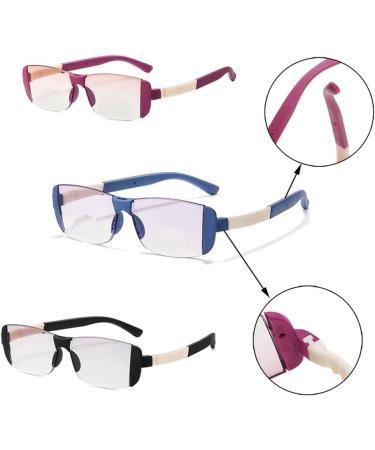 Lightweight TR Rimless Reading Glasses for Men Women Trendy Tinted Lens Bifocal Blue Light Blocking Readers(Couleur:Blue Grandeur:2.0x) - Buy Online on GoSupps.com