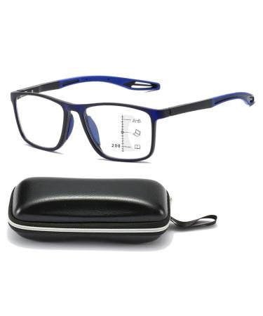 VAKUUM Progressive Multifocus Reading Glasses Anti Blue Light Glasses for Men Women Anti Glare Computer Readers for Computer Work (Color : Navy Blue Size : 4.0x)