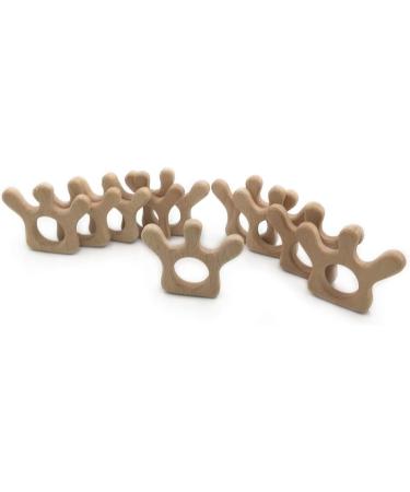 Wendysun 3pcs Cartoon Wood Teether - Natural Animal Crown Shape Baby Teething Toy - Buy Online on GoSupps.com