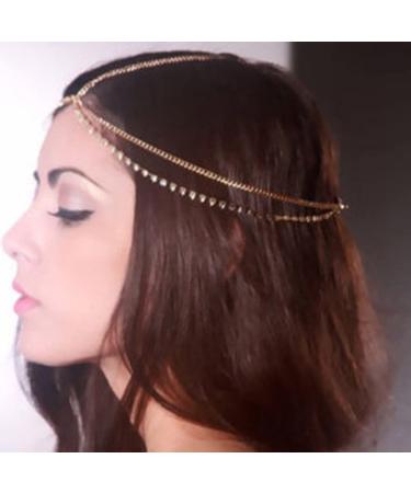 Brinie Boho Rhinestone Gold Head Chain Jewelry for Women - Wedding & Festival Hair Accessory - Buy Online on GoSupps.com