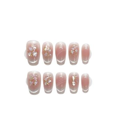 10Pcs Cat Eye Handmade Press On Nails with Gradient Design False Nails Full Cover Ballerina Wearable Artificial Nail Tips (Color : 15 Size : M)