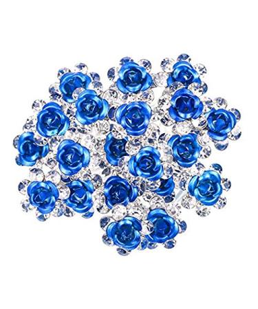 WOIWO 20 PCS Crystal Hair Pins Rose U-sharped Design Metal Hair Pins Fit for Women and Girls Hair Jewelry Accessories  Blue