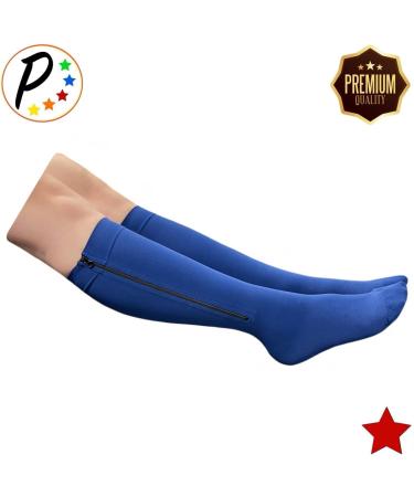 Premium Navy Compression Socks 20-30 mmHg for Leg Swelling | Closed Toe YKK Zipper - International Shipping Available - Buy Online on GoSupps.com
