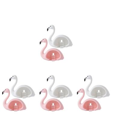 Cabilock 8 STK Flamingo rack Stands for toothpaste press Bathroom wall organizer toothbrush sterilizational holder Flamingo bathroom decor automatic man ABS toothpaste holder