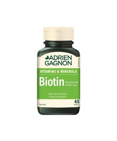 Adrien Gagnon - Biotin Ultra-Strength 10000 mcg for Thicker Hair Healthier Skin and Stronger Nails 45 softgels