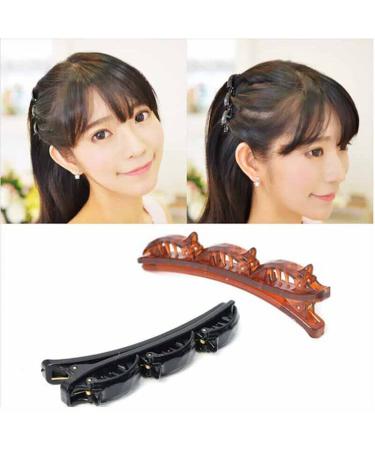 2 Pcs Double Layers Twist Band French Braider Hair Tool Fashion Double Layer Band Twist Plait Clip Front Hair Clips Hairpin Headband Beauty Tool Hair Accessory