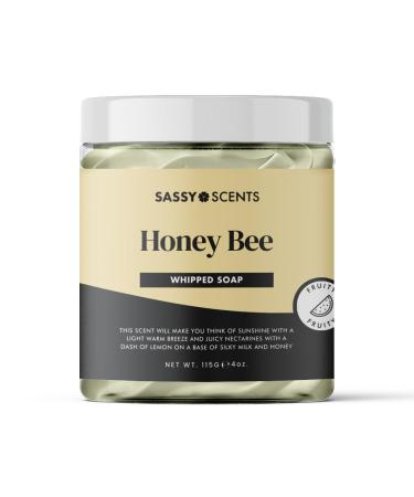 Sassy Shop Bath - Whipped Soap Honey Bee - Cleanse and Nourish the Skin With Uplifting Fragrance - Gentle and Suitable for all Skin Types - Vegan Friendly - 115g