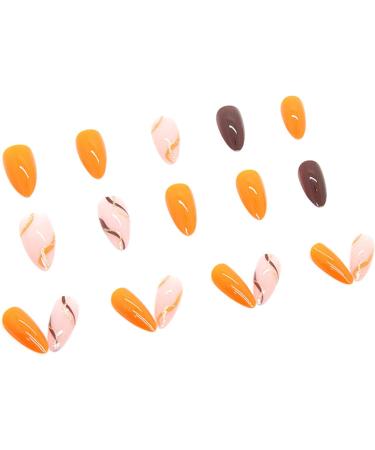 24PCS Long French False Nails with Glue - Full Cover Acrylic Stick on Nails (Orange) - Buy Online on GoSupps.com