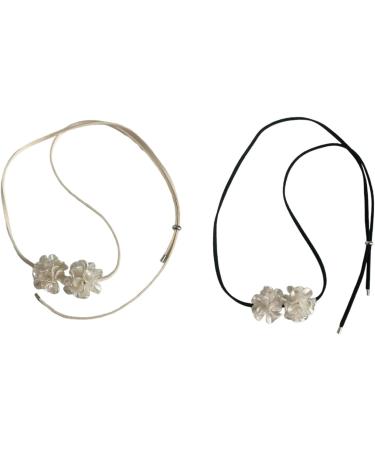 Buy Oralgo's Irregular Flower Trailer Collar Necklace | Adjustable Black Flower Neck Chain with Colorful Pearls - International Shipping Available - Buy Online on GoSupps.com