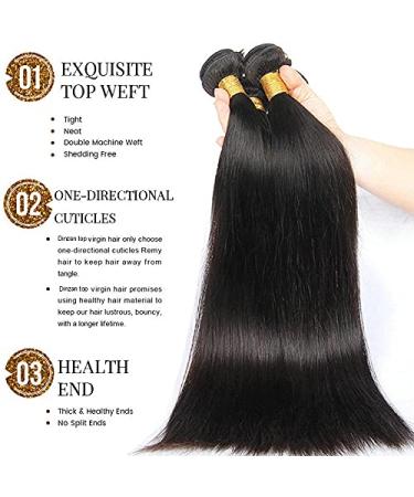 Ladiary 8A Brazilian Straight Hair Weave - 4 Bundles of 100% Virgin Human Hair (14 18 20 Inch) - 400g for International Shipping - Buy Online on GoSupps.com