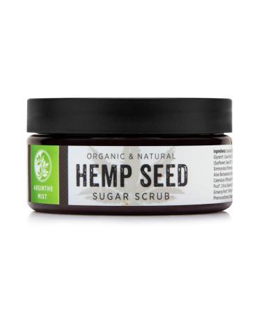 Organic Hemp Seed Sugar Scrub (Absinthe Mist) Face and Body Exfoliator Hydrates Smooths and Purifies 8 oz.