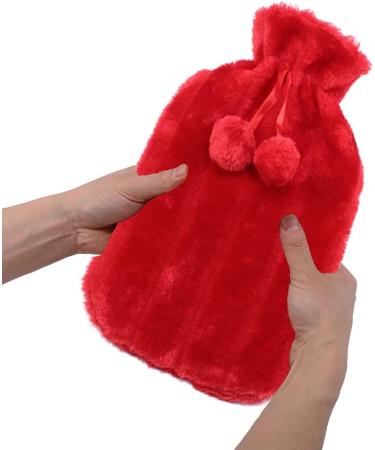 VIROSA Hot Water Bottle with Premium Cozy Fluffy Cover - Large 2L Capacity - Red | Soothes Back, Neck, and Leg Pain - Buy Online on GoSupps.com