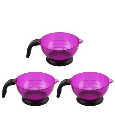 Lurrose 3pcs Hair Color Bowls Hair Dye Color Mixing Bowls Color Mixing Bowls Suction Cup Bowl for Home Salon (Purple)