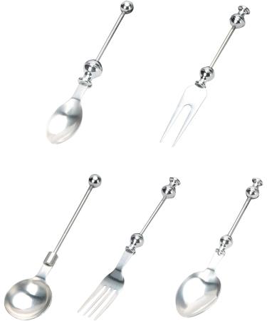 Muloo DIY Stainless Steel Dessert Sugar Spoon Unique Bead Fruit Fork Personalized Tableware Western Food Forks Kitchen Tool 5# - Buy Online on GoSupps.com