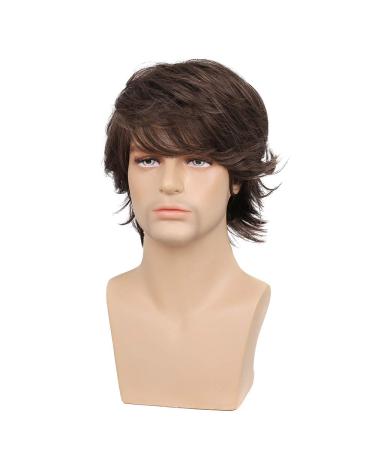 Men's Layered Wave Wig with Ponytail - Synthetic Cosplay & Halloween Costume Wig Y248-Braun - International Shipping Available - Buy Online on GoSupps.com