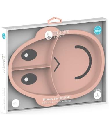 Matchstick Monkey Baby Weaning Section Plate - 3 Split Anti-Slip Silicone Plate for 12+ Months - Dusty Pink - Buy Online on GoSupps.com