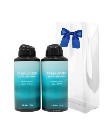 Bath & Body Works Men's Collection Deodorizing Body Spray - FRESHWATER - Gift Pack for Holiday - Lot of 2