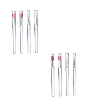 Mipcase 8 Pcs Silicone Lip Brush with Lid Makeup Brush Makeup Use Lipstick Lip Lip Makeup Supplies Lip Mask Brush Portable Transparent Plastic Handle