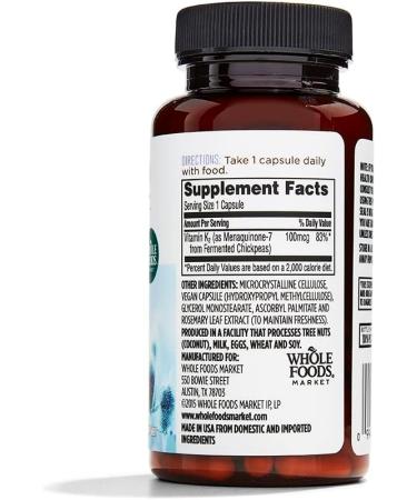 Buy Whole Foods Market Vitamin K2 - 90 Count | Best Price & Fast International Shipping - Buy Online on GoSupps.com