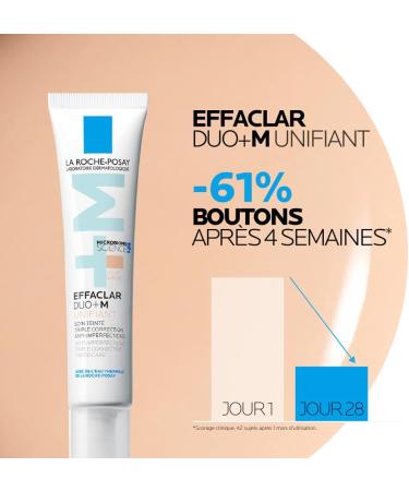 La Roche-Posay Effaclar Duo+M Anti-Imperfections Tinted Care Acne-Prone Skin Triple Correction for Spots Blackheads and Marks Unifying and Mattifying Effect Light Tint 40 ml - Buy Online on GoSupps.com