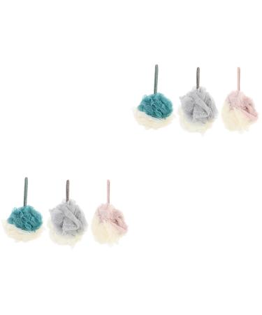 FRCOLOR 2 Sets 3pcs Bath Ball Bath Flower Bath Shower Balls Mesh Pouf Shower Ball Shower Loofah for Cleaning Bulk Bath Sponge Swirl Body Rope Graining