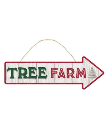 "Tree Farm" Directional Sign | Christmas Hanging Decoration | 1 Pc