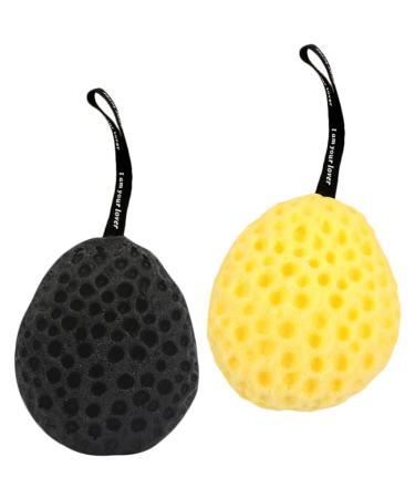Beavorty 2pcs Honeycomb Bath Ball sea sponges for Bathing Shower sponges for Women Natural sponges for Bathing Bath Shower loofah Sponge loofah for Kids Shower Stool take a Bath Child