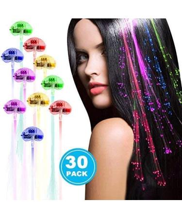 30 Pack LED Light-Up Fiber Optic Hair Barrettes | Multicolor Flash Clip Braid | Party Favors for Bar Dancing | Acooe (30pcs) - Buy Online on GoSupps.com
