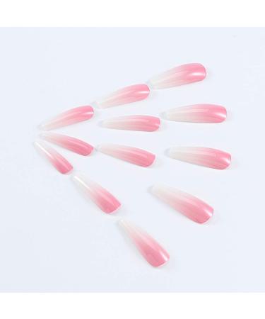 Brishow Pink Long Gradient Press-On Ballerina Nails - 24 Pieces of Artificial Acrylic Nails for Women & Girls - Buy Online on GoSupps.com