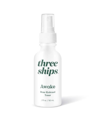 Three Ships Awake Rose Hydrosol Toner Vegan Facial Tonic Cleanses & Balances Tone Calming & Soothing Natural Face Toner for Dry or Normal Skin - As Seen on Dragon's Den 60mL Awake Rose Toner