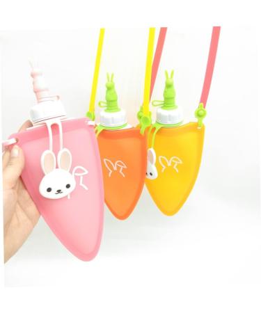 Adjustable Easter Kawaii Cute Silicone Straw Drink Bottle - Pink | Reusable Kids Shoulder Cup for Travel & Sports - Buy Online on GoSupps.com