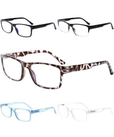 Henotin 5-Pack Reading Glasses Blue Light Blocking,Spring Hinge Readers for Women Men,Anti Glare UV Ray Filter Eyeglasses Multicoloured 3.5 Diopters