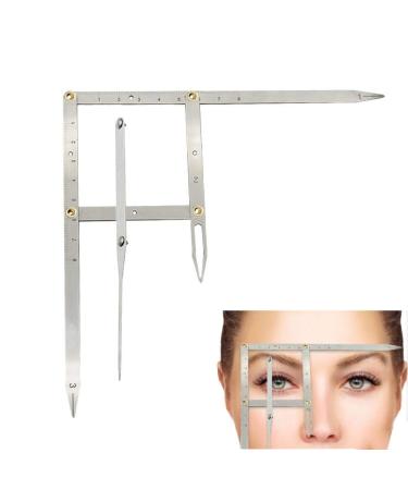 ANGGREK Microblading Caliper Gold Stainless Steel Measuring Tool for Permanent Makeup Stencil Three-point Positioning Balance Ruler