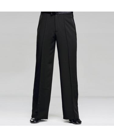 YILINFEIER Men's Professional Black Latin Dance Pants with Wide Elastic Sideband - Buy Online on GoSupps.com
