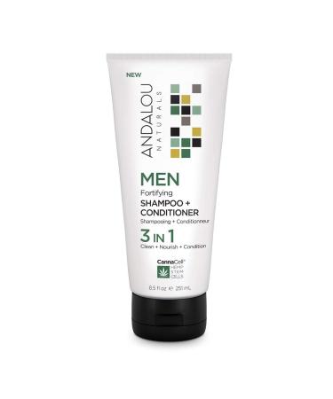 Andalou Naturals CannaCell MEN Fortifying Shampoo + Conditioner, 8.5 Ounce Shampoo + Conditioner 3-in-1 8.5 Fl Oz (Pack of 1)