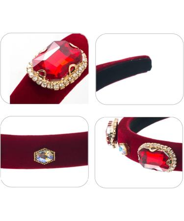 Crystal Rhinestone Headbands Embellished Headband Velvet Padded Wide Hairbands Party Wedding Headpiece Hair Accessories for Women (CCryRed) - Buy Online on GoSupps.com