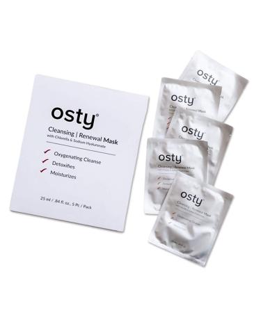 osty Renewal Bubble Masks For Face - Activated Charcoal Sheet Mask with Sodium Hyaluronate - Pack of 5 Face Masks - Detox Foaming Face Mask with Botanical Extracts - Sulfate and Paraben-Free (5pack)
