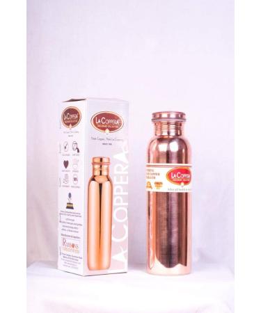 Pure Copper Handmade Drinking Water Bottle Vessel Flask Ayurvedic Health Benefits 900 ml | Includes Pitambari Cleaning Powder 30g - Buy Online on GoSupps.com