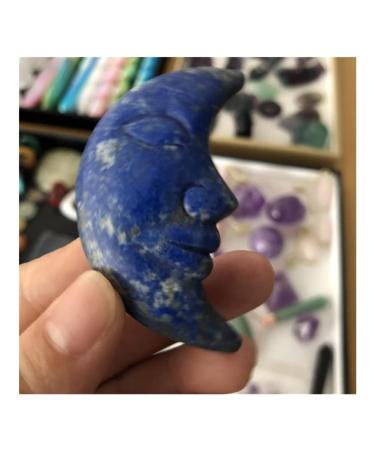 Natural Stones Natural Crystal 1pc Natural Lapis Lazuli Stone Carving Moon face for Decoration Power Stone Crystal Natural Stones JZIGTDEM
