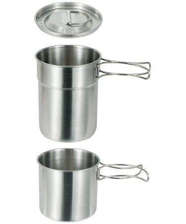DZRZVD Camping Cups and Mugs Pot 2Pcs -304 Food Grade Stainless Steel - Outdoor Cookware Set with Vented Lid -33oz Big+24oz Small for Backpacking Picnic Hiking 2PCS-1000ml+700ml 2PCS-1000ml+700ml