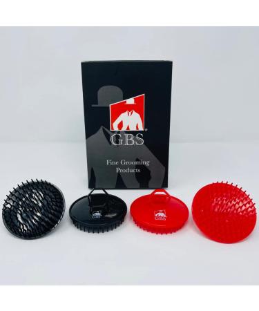 G.B.S Scalp Exfoliator 4 Pack - Silicone Bristle Scrubber for Scalp & Beard - Red & Black - Large Size with Ergonomic Design - Buy Online on GoSupps.com