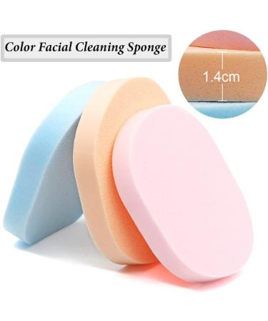AKOAK 4 Pieces Color Facial Cleansing Sponge Set - Reusable Soft Powder Puff for Gentle Exfoliation Makeup Removal & Daily Cleansing - Buy Online on GoSupps.com