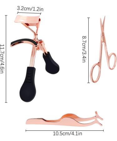 Meetory Eyelashes Accessories Tools - Eyelash Curler, Fake Eyelashes Applicator, and Scissors in Rose Golden - Buy Online on GoSupps.com