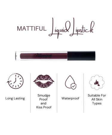 Mynena Deep Plum Matte Lipstick - Long Lasting, Waterproof, Lightweight | Talc-Free, Mica-Free, Gluten-Free, Paraben-Free - Mia - Buy Online on GoSupps.com