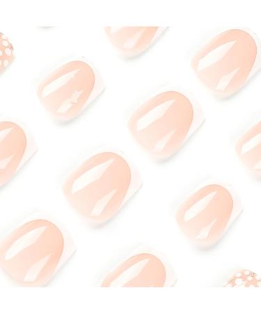 French Daisy Short Square Press On Nails - 24Pcs White Fake Nails | Removable Glue-On Acrylic Full Cover Stick On Nails for Women and Girls - Nail Art Accessories - Buy Online on GoSupps.com