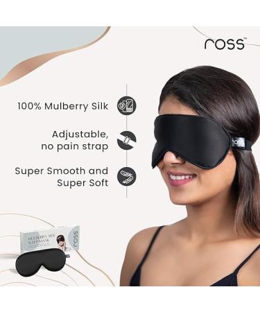 R.o.s.s 100% Mulberry Silk Sleep Mask - Premium Black Eye Mask for Ultimate Comfort and Blindfolding - Buy Online on GoSupps.com